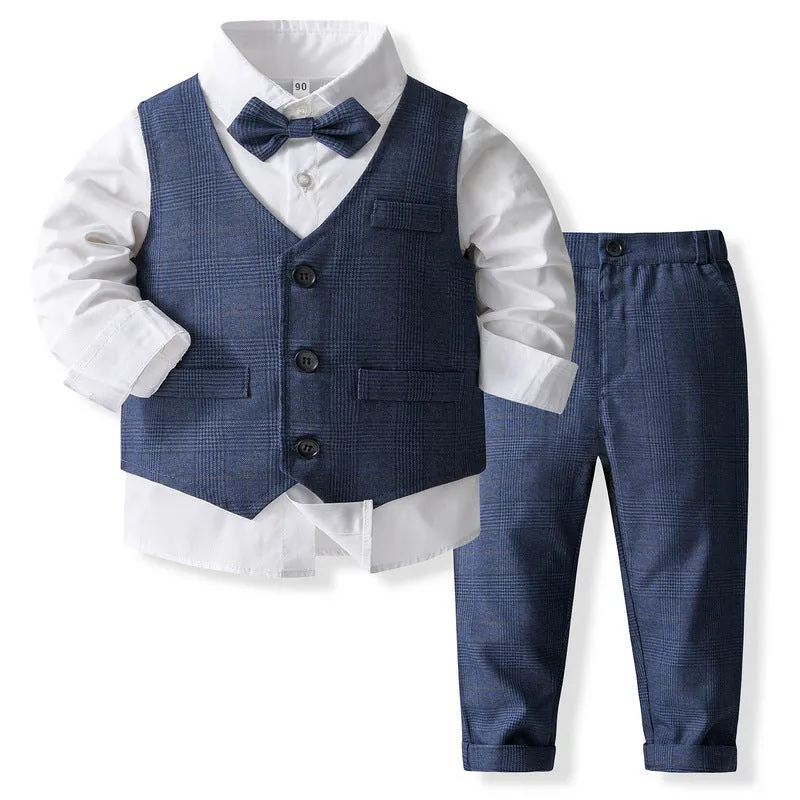 3 Pieces Set Baby Kid Boys Solid Color Shirts Vests Waistcoats And Pants Wholesale 230828381