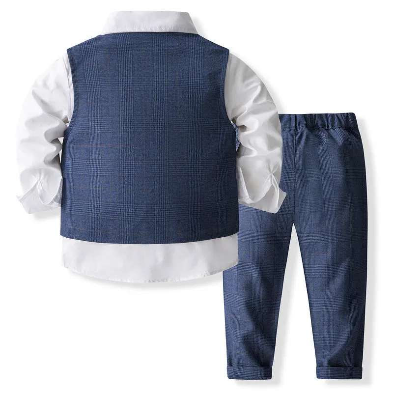 3 Pieces Set Baby Kid Boys Solid Color Shirts Vests Waistcoats And Pants Wholesale 230828381