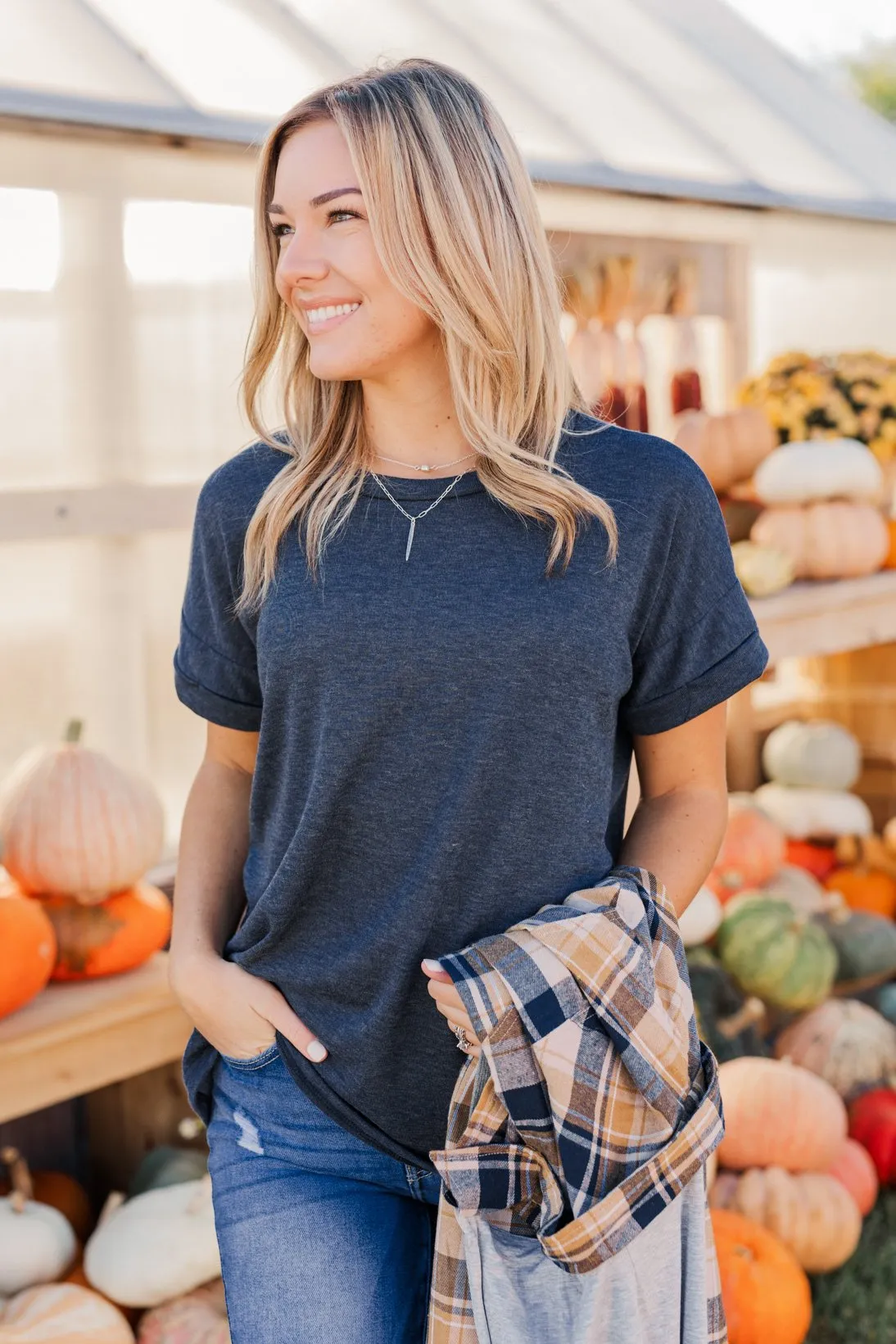 Above And Beyond Short Sleeve Shirt- Navy