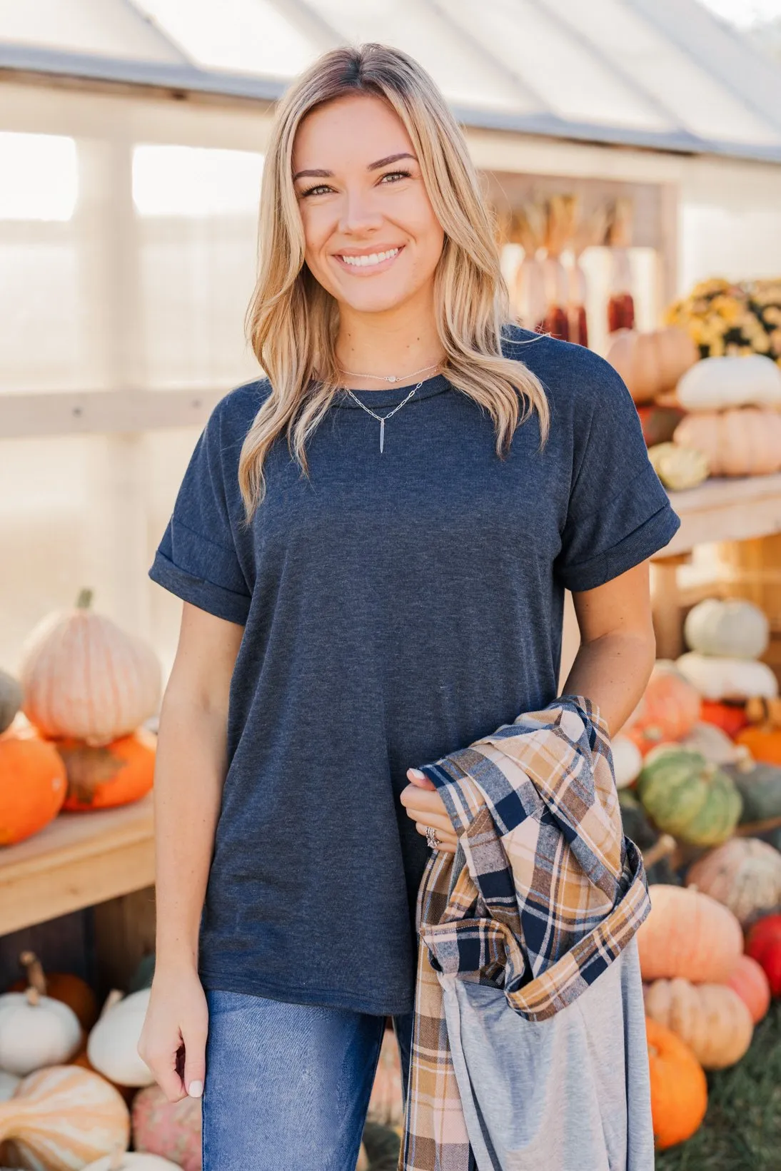 Above And Beyond Short Sleeve Shirt- Navy