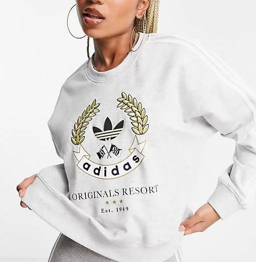 adidas  |Crew Neck Sweat Street Style Long Sleeves Plain Cotton