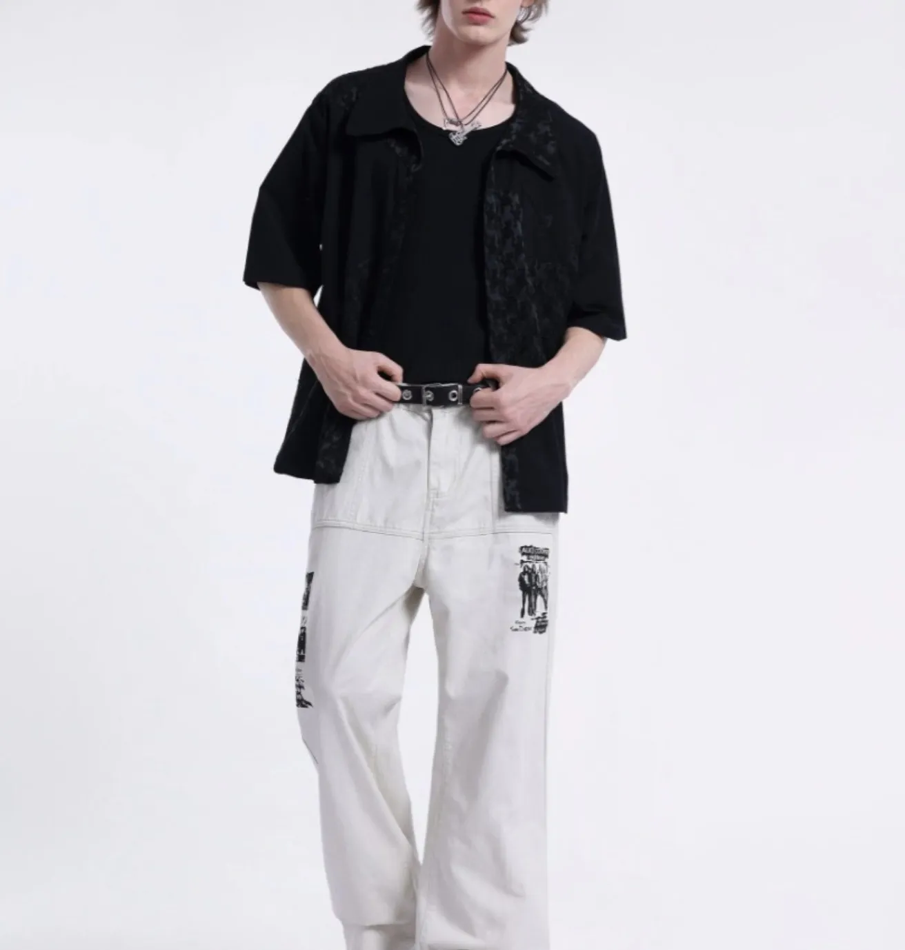 Aelfric Eden  |Button-down Unisex Street Style Short Sleeves Oversized