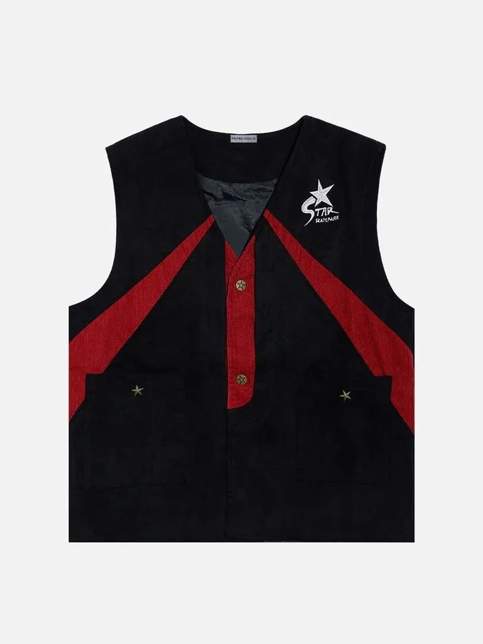 Aelfric Eden  |Star Unisex Suede Street Style Bi-color Vests & Gillets