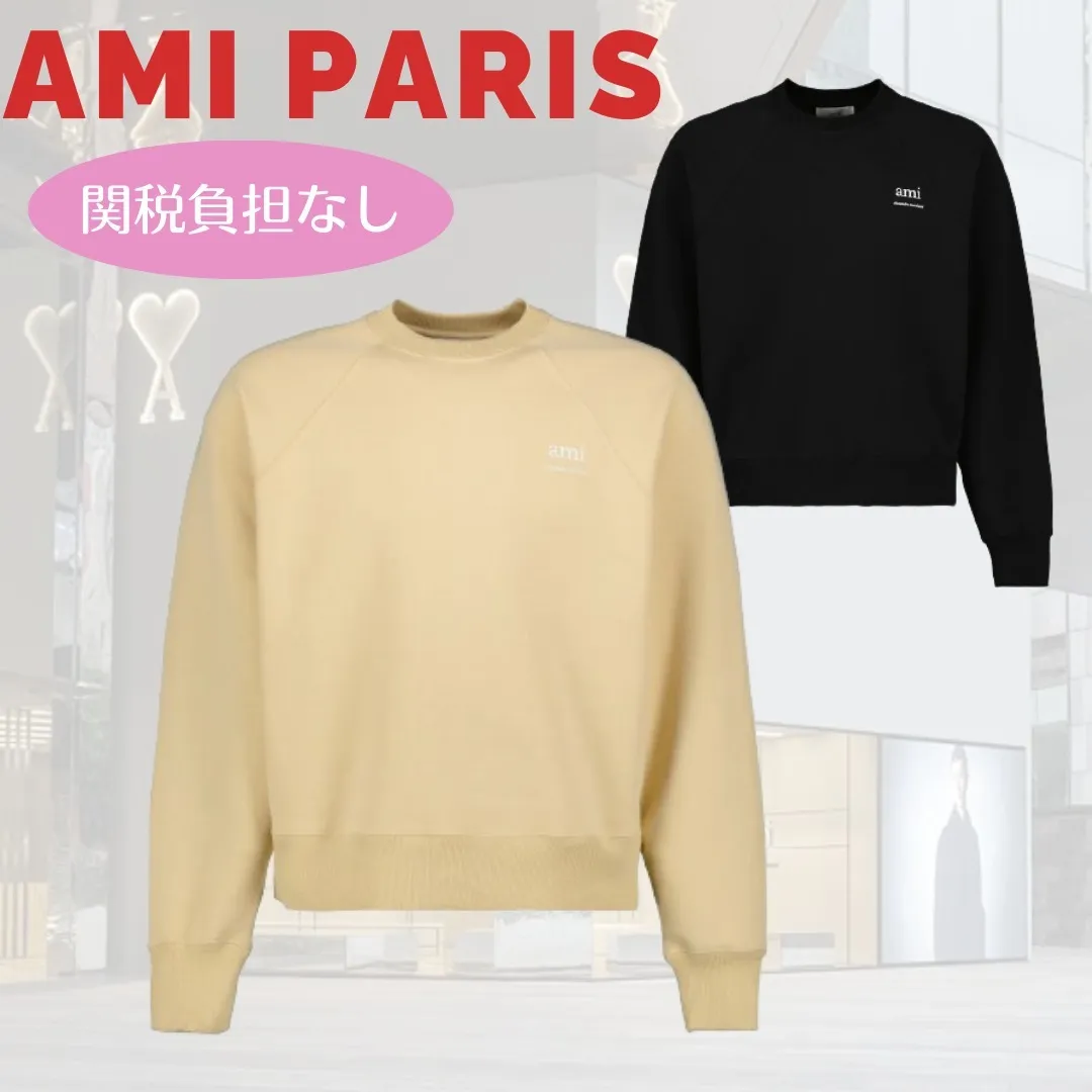 AMI PARIS  |Crew Neck Unisex Sweat Street Style Long Sleeves Plain