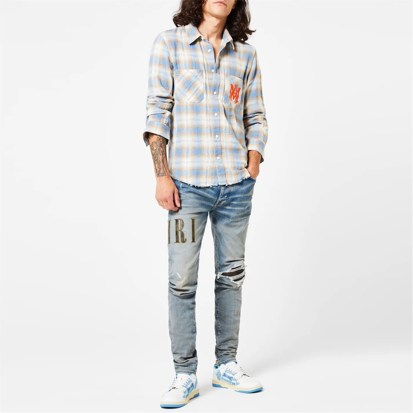 AMIRI  |Button-down Other Plaid Patterns Unisex Street Style