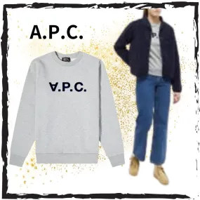 A.P.C.  |Crew Neck Unisex Street Style Long Sleeves Plain Cotton