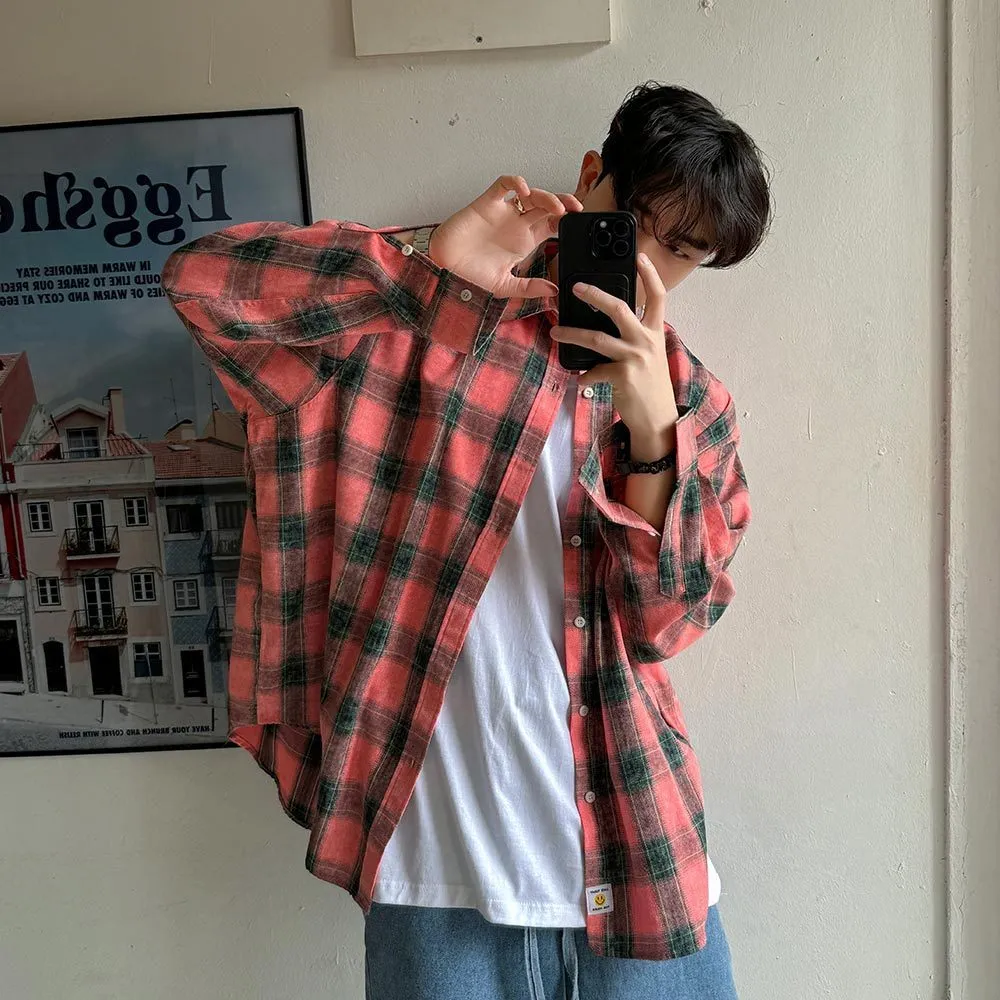 ASCLO  |Button-down Other Plaid Patterns Unisex Street Style