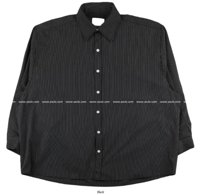 ASCLO  |Button-down Stripes Unisex Street Style Long Sleeves Plain