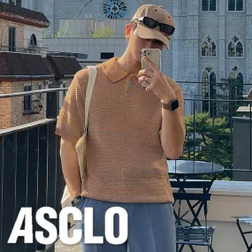 ASCLO  |Button-down Unisex Nylon Street Style Plain Short Sleeves