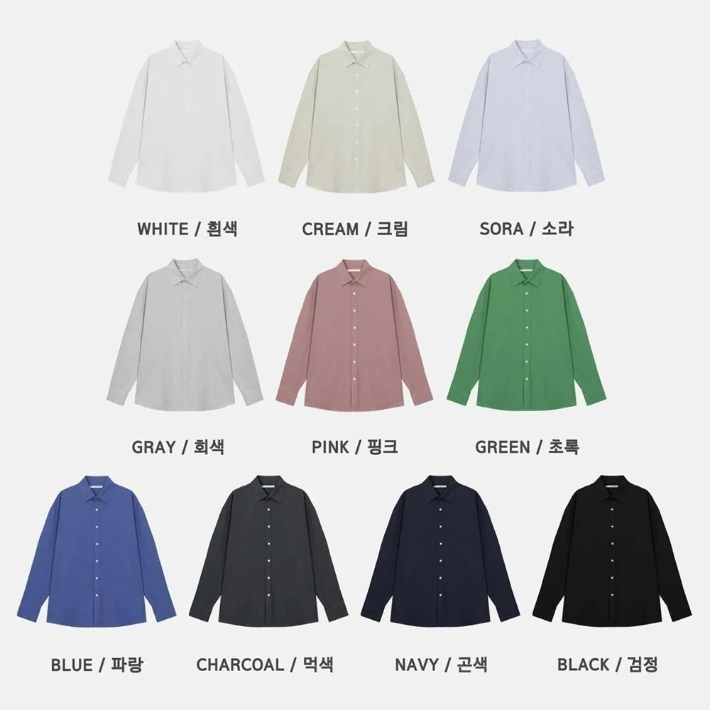 ASCLO  |Button-down Unisex Street Style Long Sleeves Plain Cotton