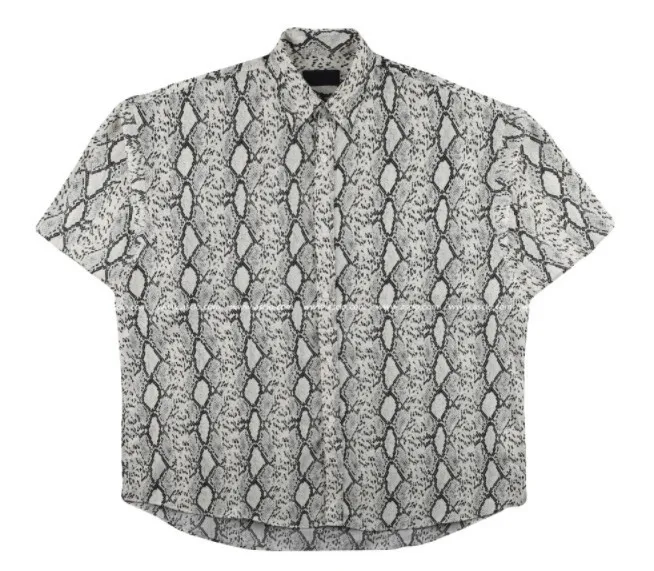 ASCLO  |Button-down Unisex Street Style Short Sleeves Python