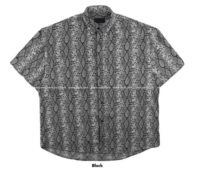 ASCLO  |Button-down Unisex Street Style Short Sleeves Python