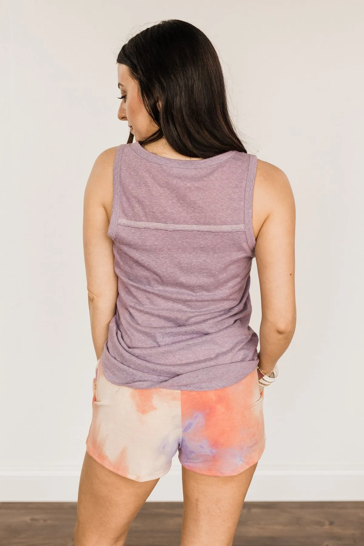 Authentically Me Button Tank Top- Lavender