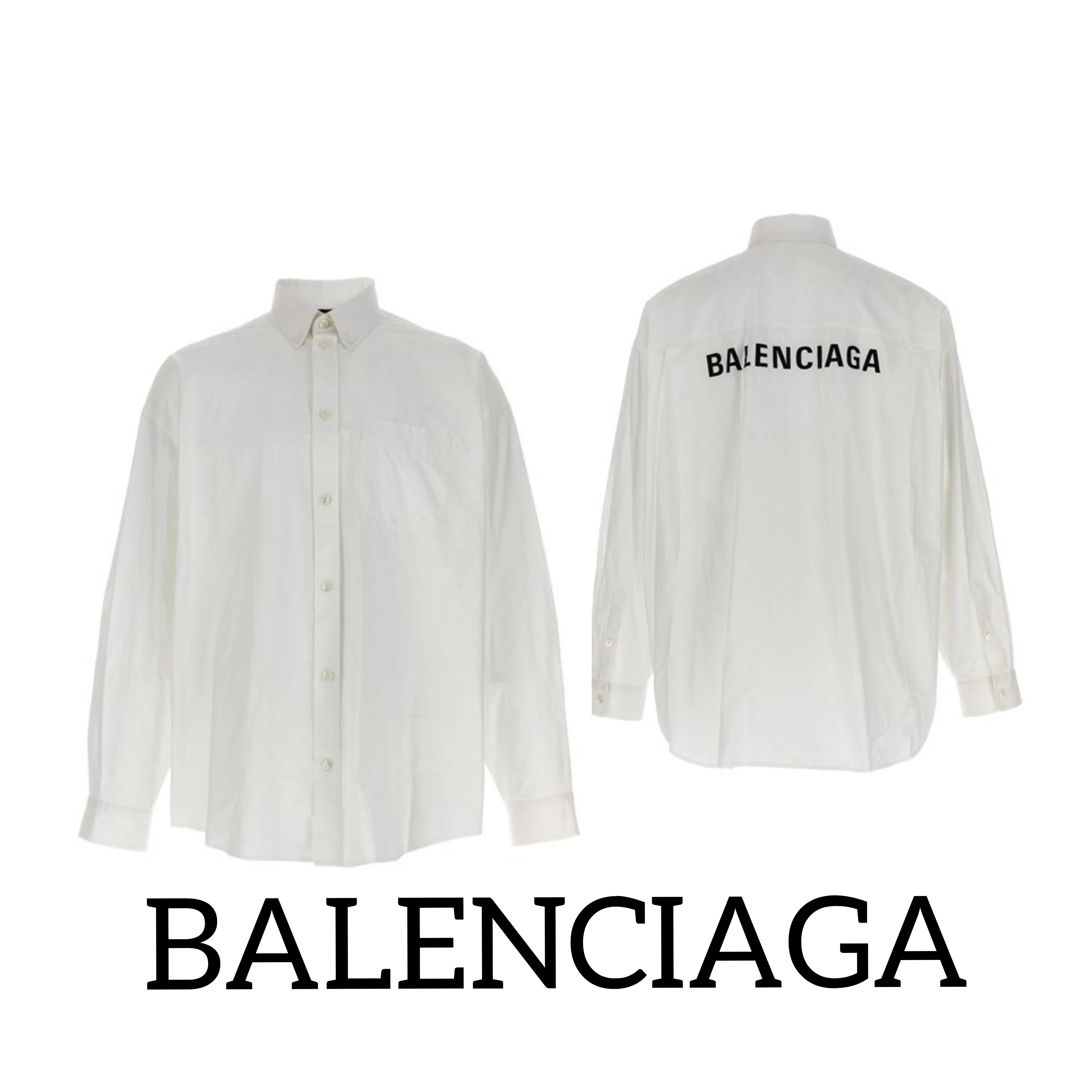 BALENCIAGA  |Button-down Unisex Street Style Long Sleeves Plain Cotton