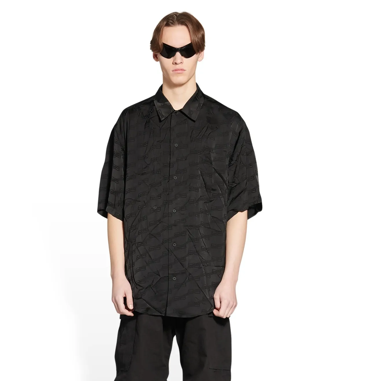 BALENCIAGA  |Button-down Unisex Street Style Short Sleeves Oversized Logo