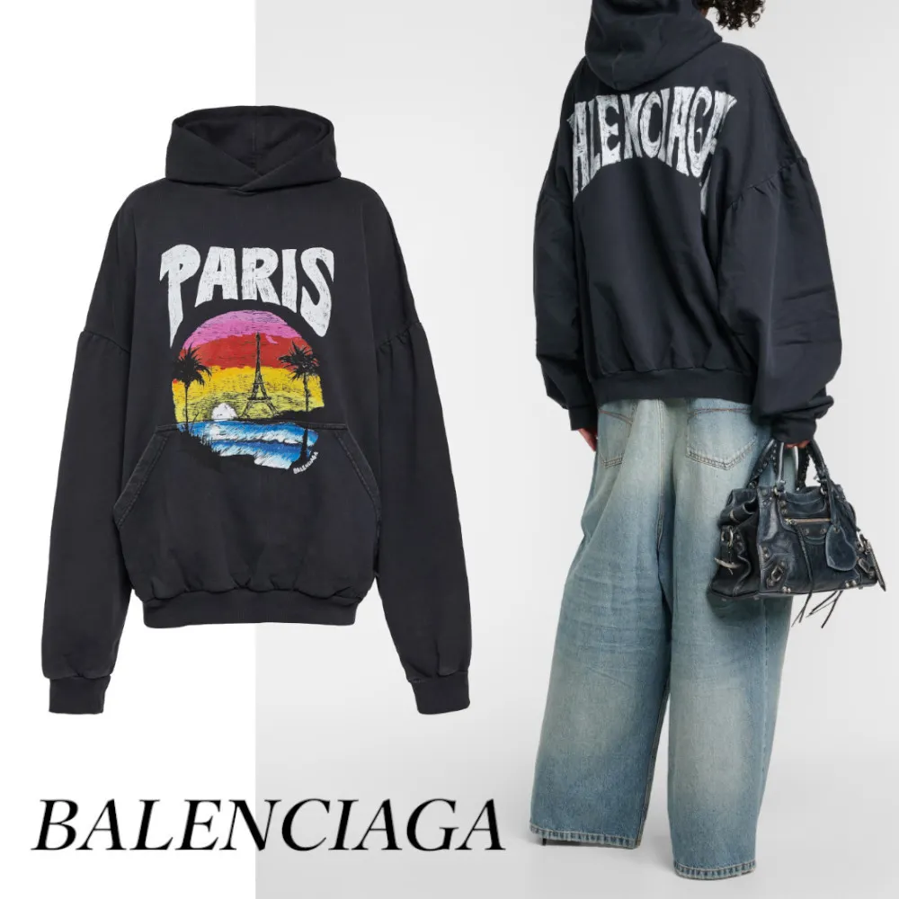 BALENCIAGA  |Tropical Patterns Unisex Street Style Long Sleeves Cotton