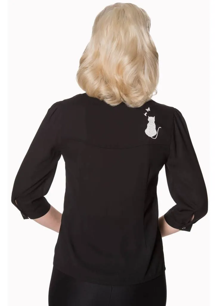 Banned Snow Bird Cat Blouse Black