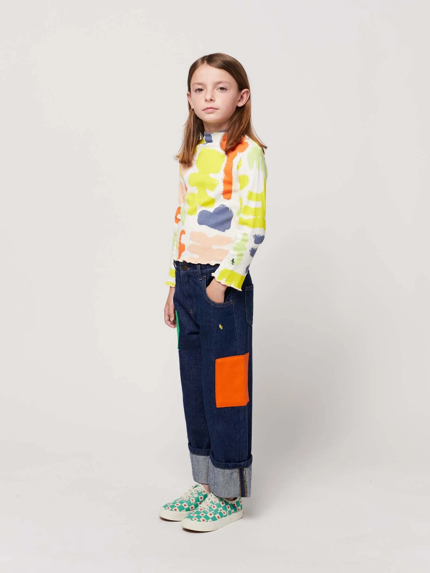 B.C Color Block Patch Denim Trousers