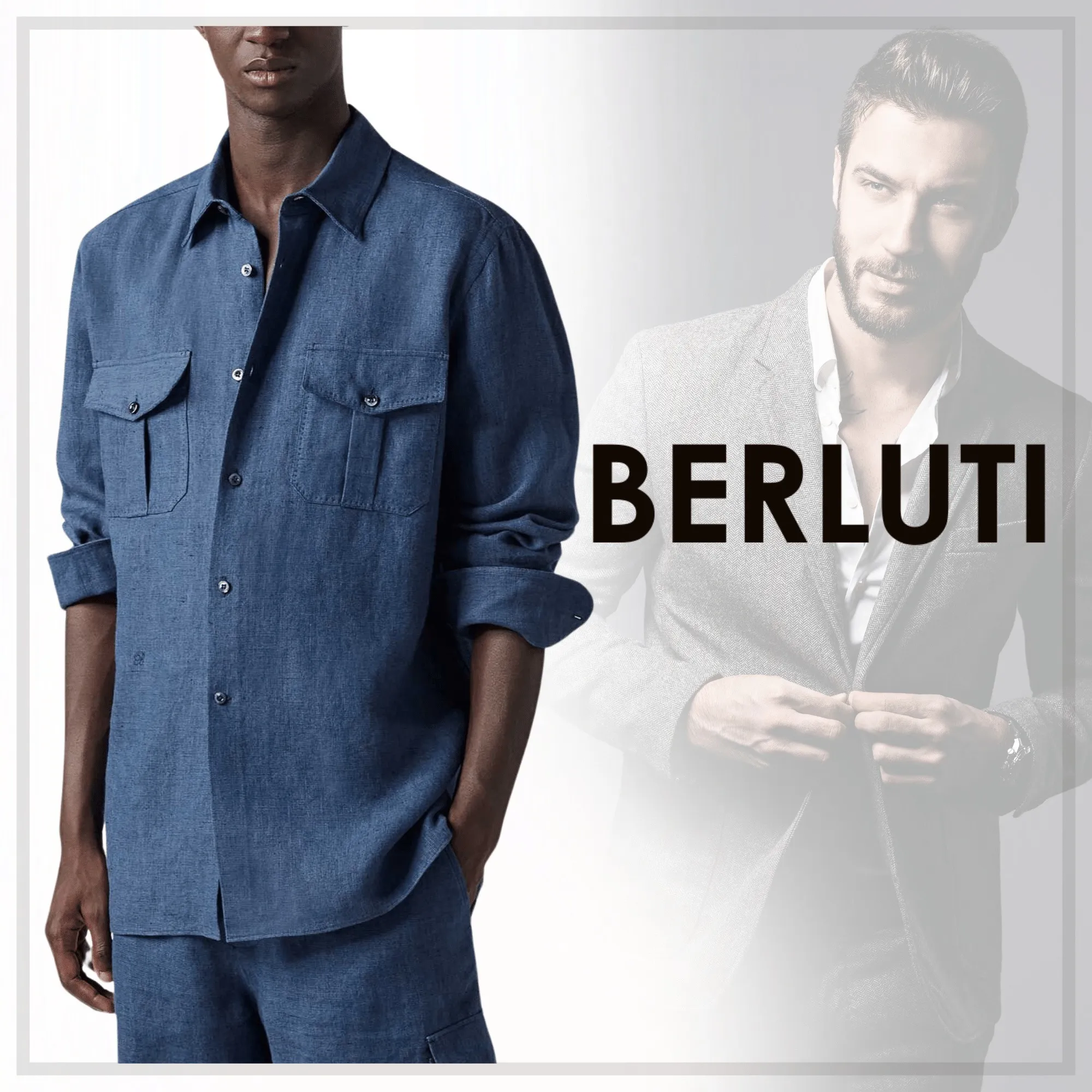 Berluti  |Button-down Linen Street Style Long Sleeves Plain Bridal