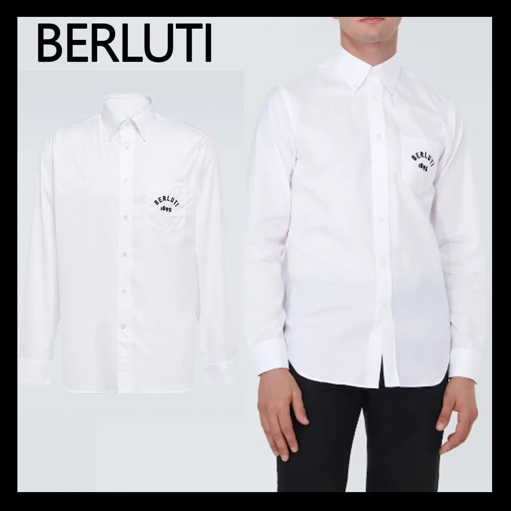 Berluti  |Button-down Unisex Street Style Long Sleeves Plain Cotton