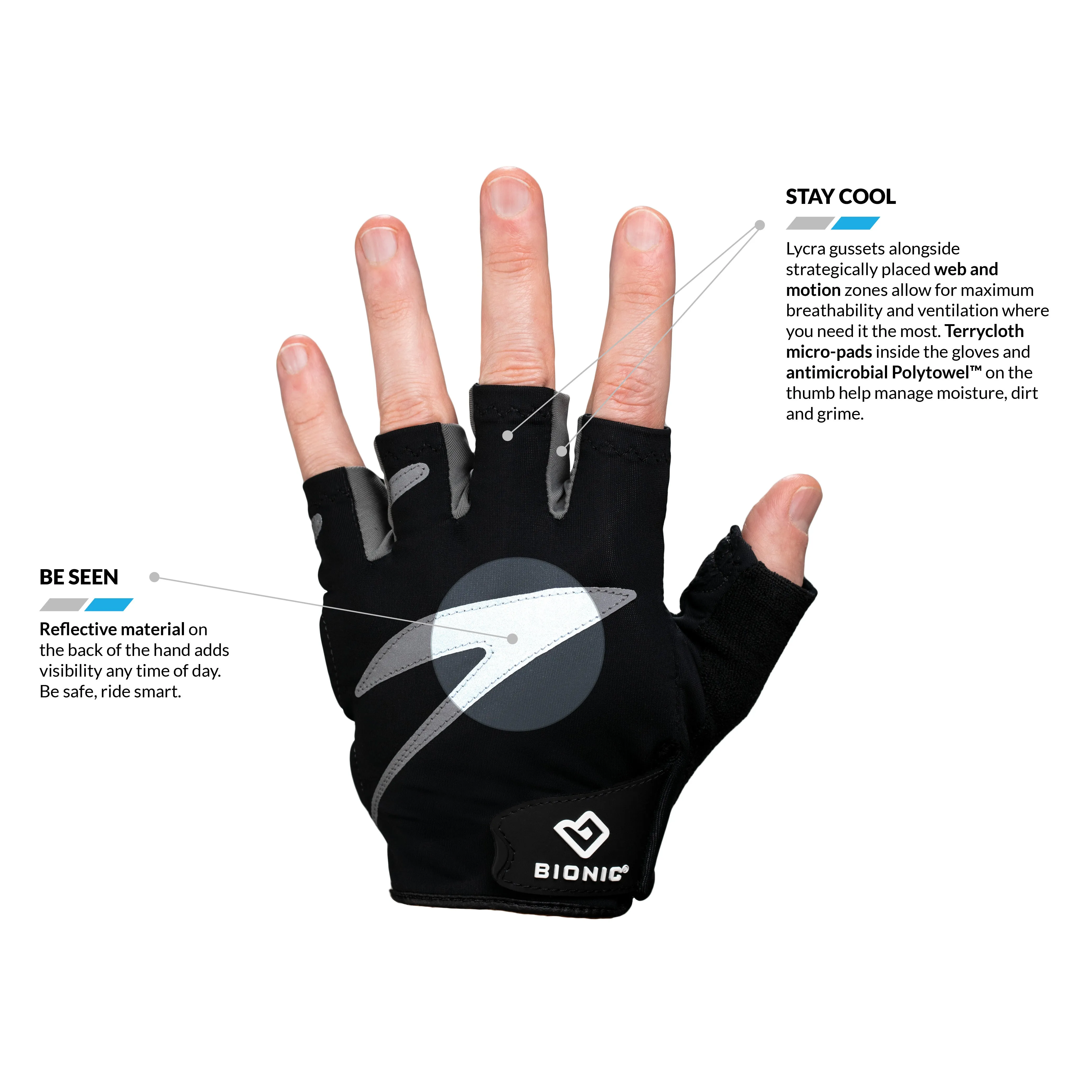 Bionic Men's Half-Finger Cycling Gloves