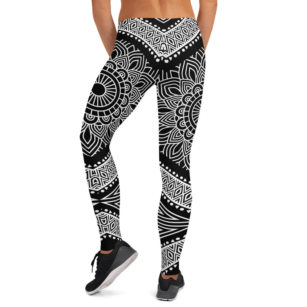 Black N White Mandala Leggings