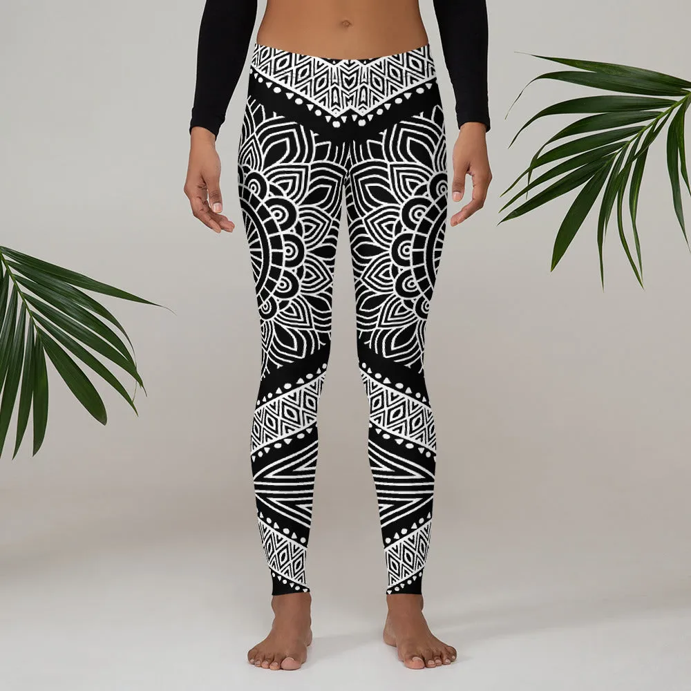 Black N White Mandala Leggings