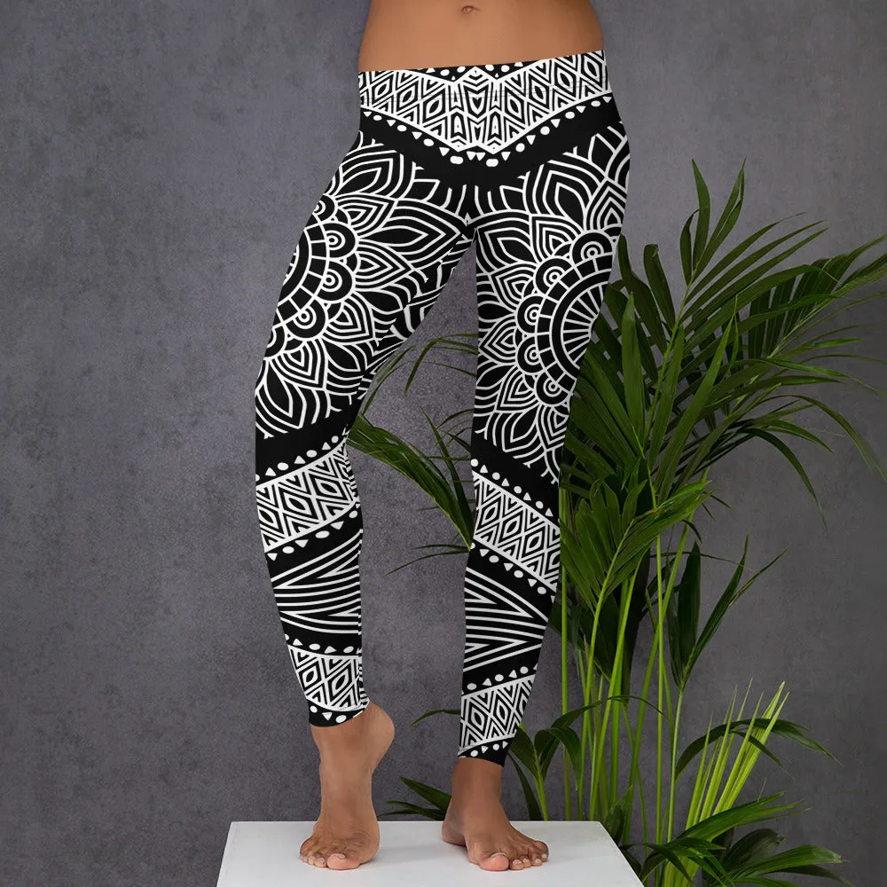 Black N White Mandala Leggings