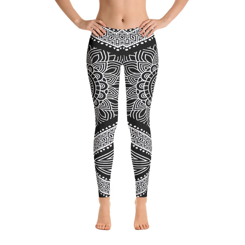 Black N White Mandala Leggings