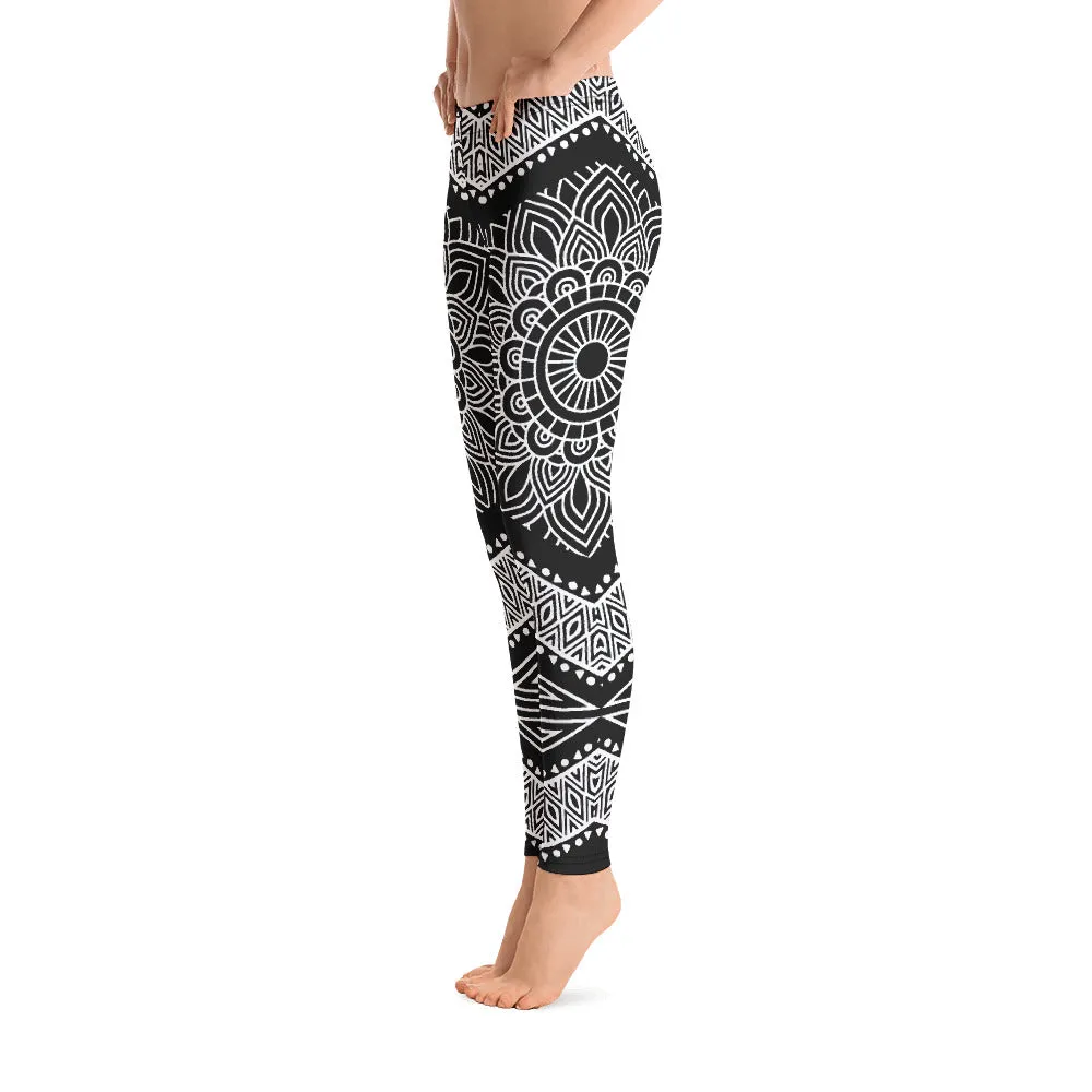 Black N White Mandala Leggings