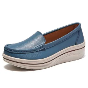 Blue plain casual slip on rocker bottom sneaker