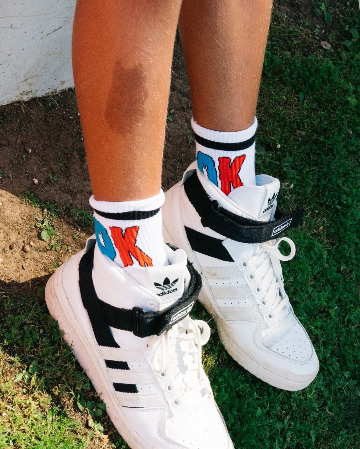 BOB OK Gradient White Skate Socks