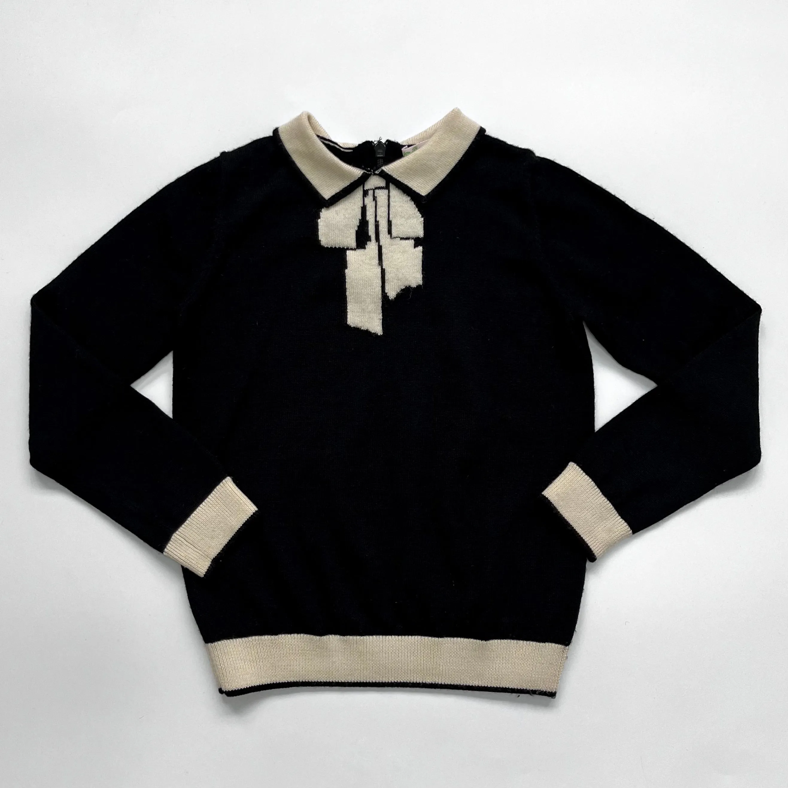 Bonpoint Black Jumper With Trompe L'Oeil Bow: 6 Years