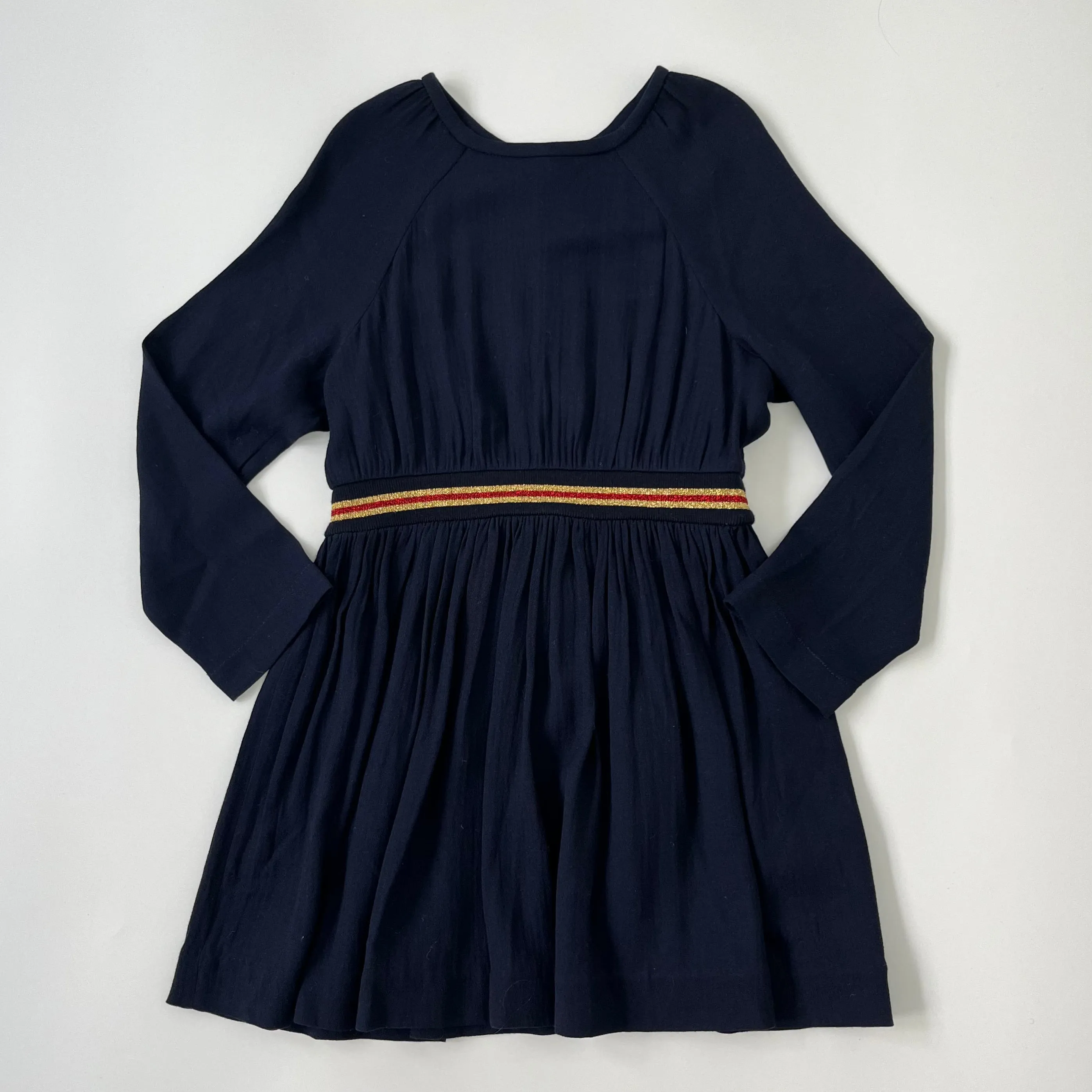 Bonpoint Navy Dress With Metallic Waistband: 6 Years