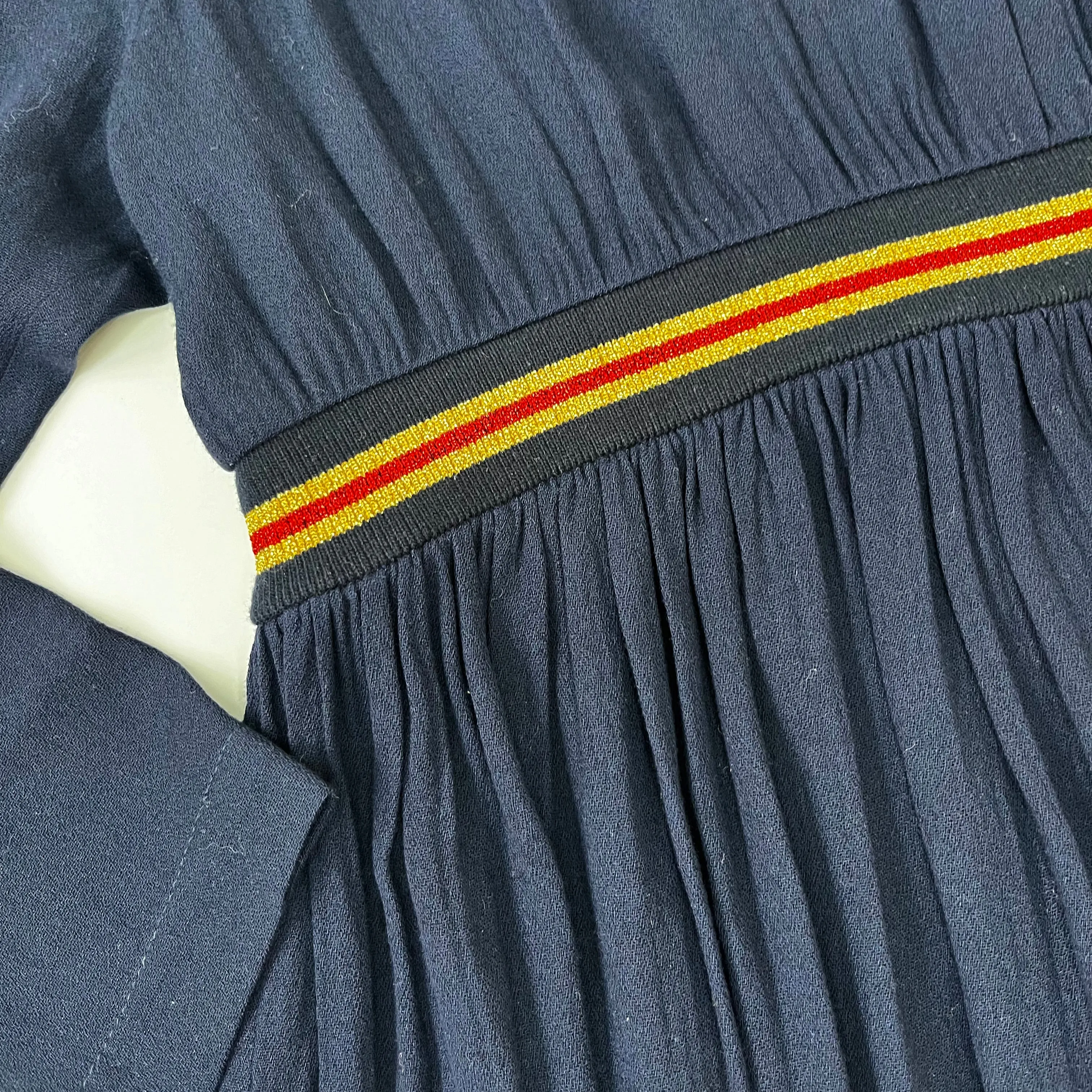 Bonpoint Navy Dress With Metallic Waistband: 6 Years