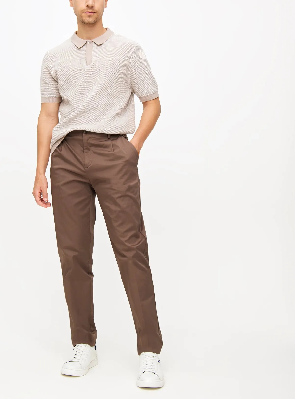 Buy Neutral Sateen Trousers 34R | Trousers | Tu