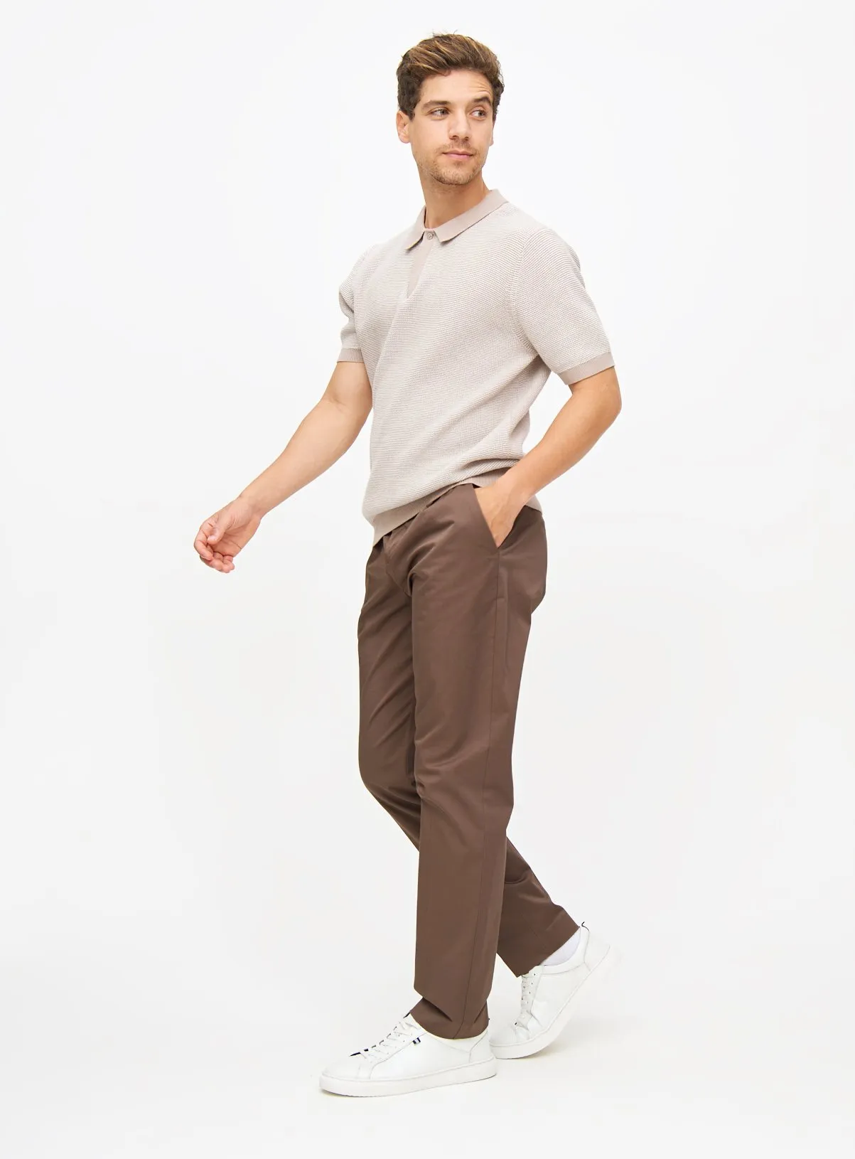 Buy Neutral Sateen Trousers 34R | Trousers | Tu