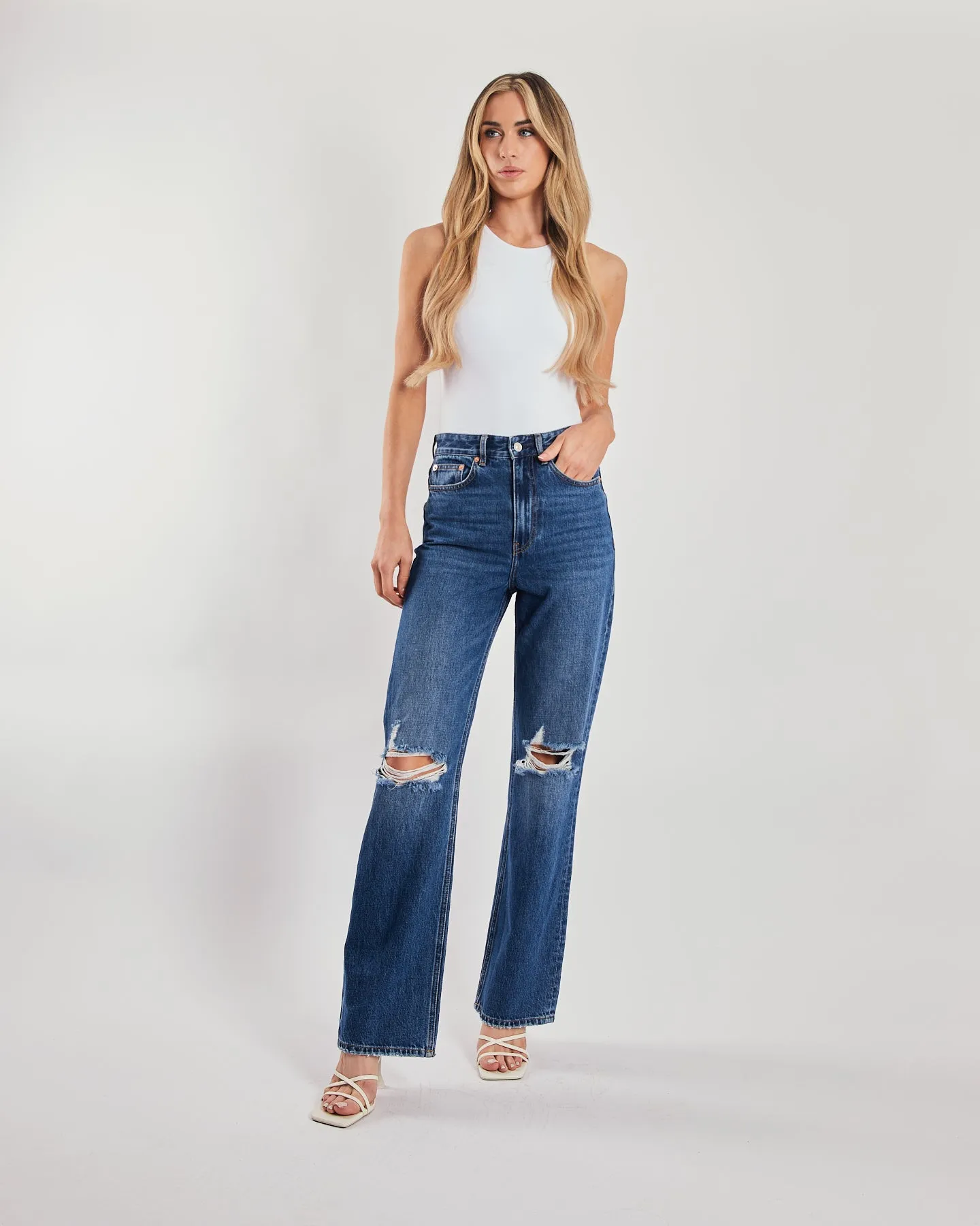 Cara Wide Leg Aged Blue