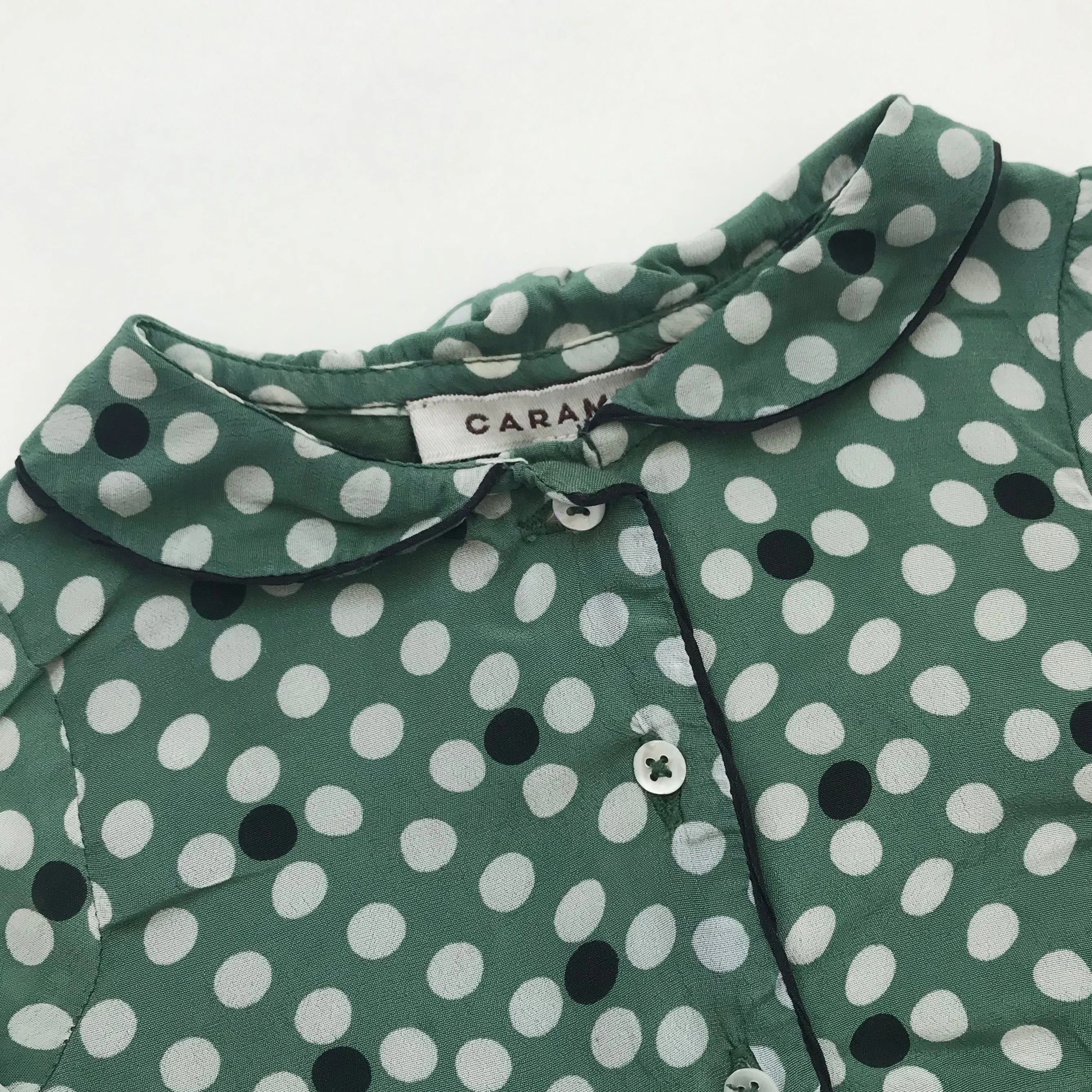 Caramel Green Polka Dot Baby Romper