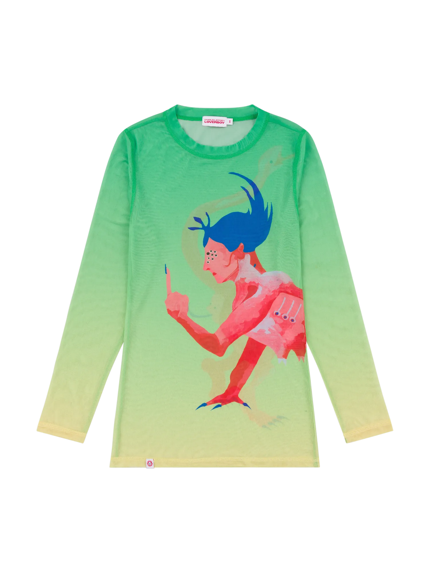 CHARLES JEFFREY - Long Sleeve Tee GREEN OMBRE POWERMESH