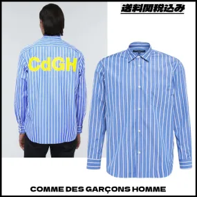 COMME des GARCONS  |Button-down Stripes Unisex Street Style Long Sleeves Cotton