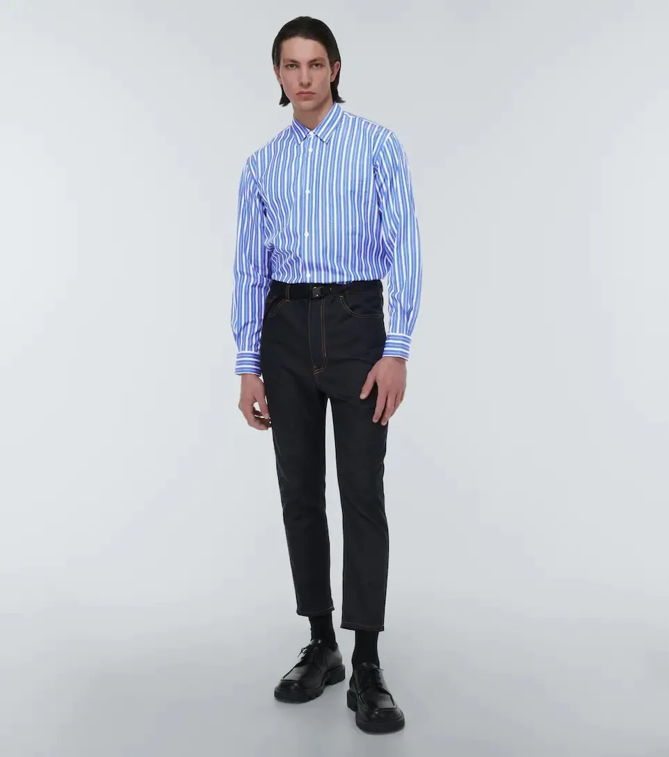 COMME des GARCONS  |Button-down Stripes Unisex Street Style Long Sleeves Cotton