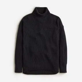 Cotton-blend ribbed turtleneck sweater