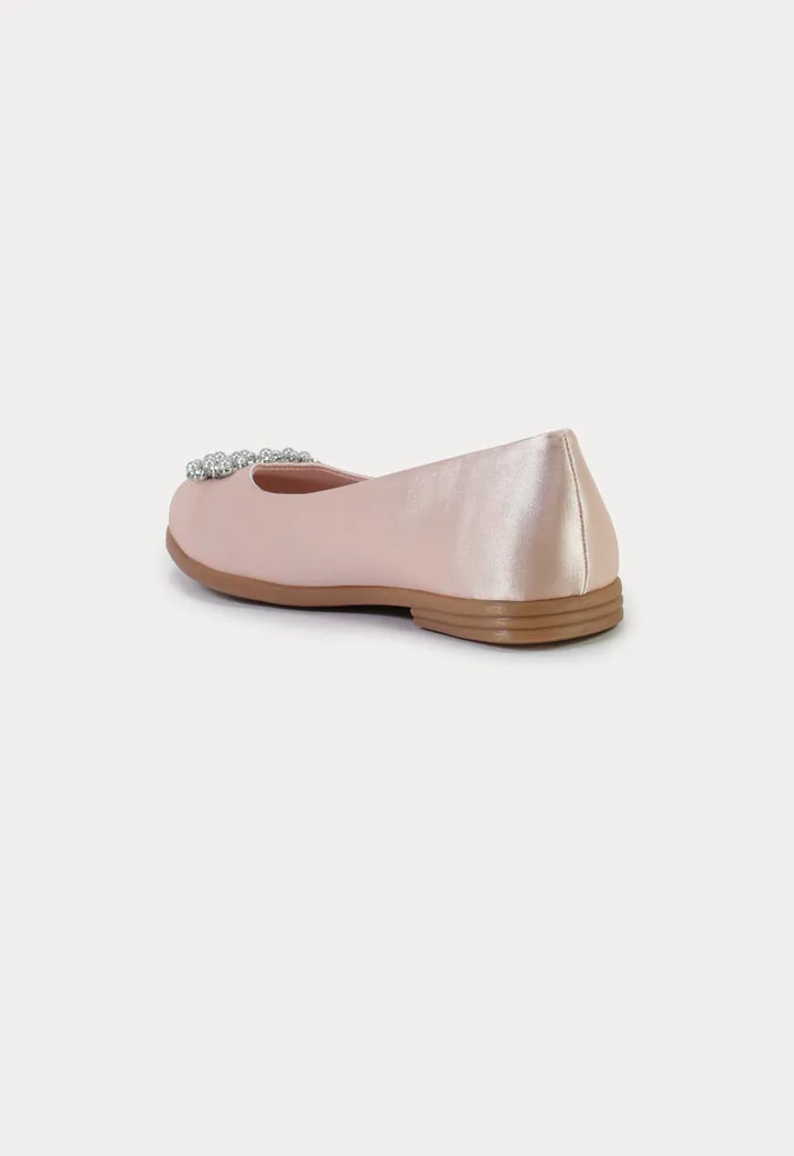 Crystals Circle Flat Slip On Shoes