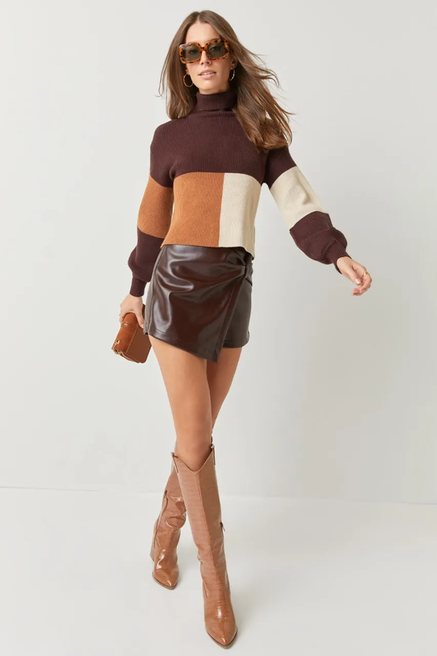 Dana Color Block Turtleneck Sweater