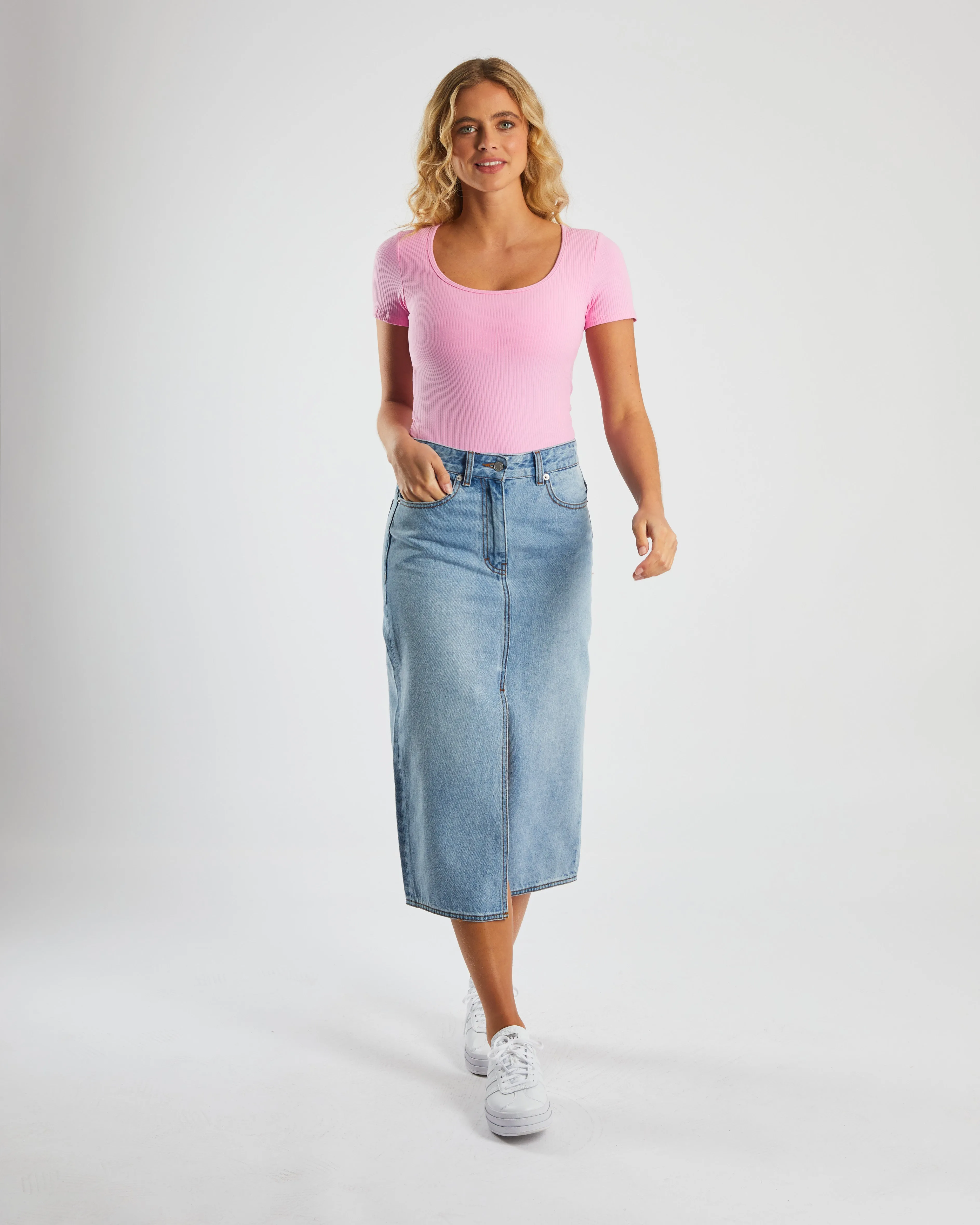 Daria Denim Skirt Stone Blue