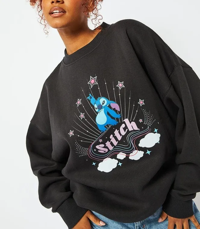 Disney  |Crew Neck Unisex Street Style Long Sleeves Cotton Oversized