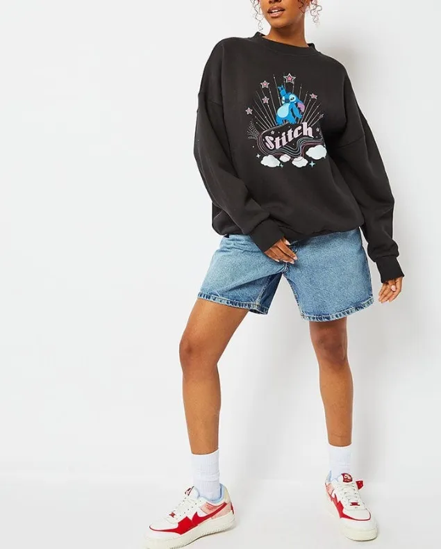 Disney  |Crew Neck Unisex Street Style Long Sleeves Cotton Oversized