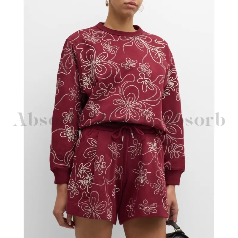 Dries Van Noten  |Crew Neck Flower Patterns Long Sleeves Cotton Oversized