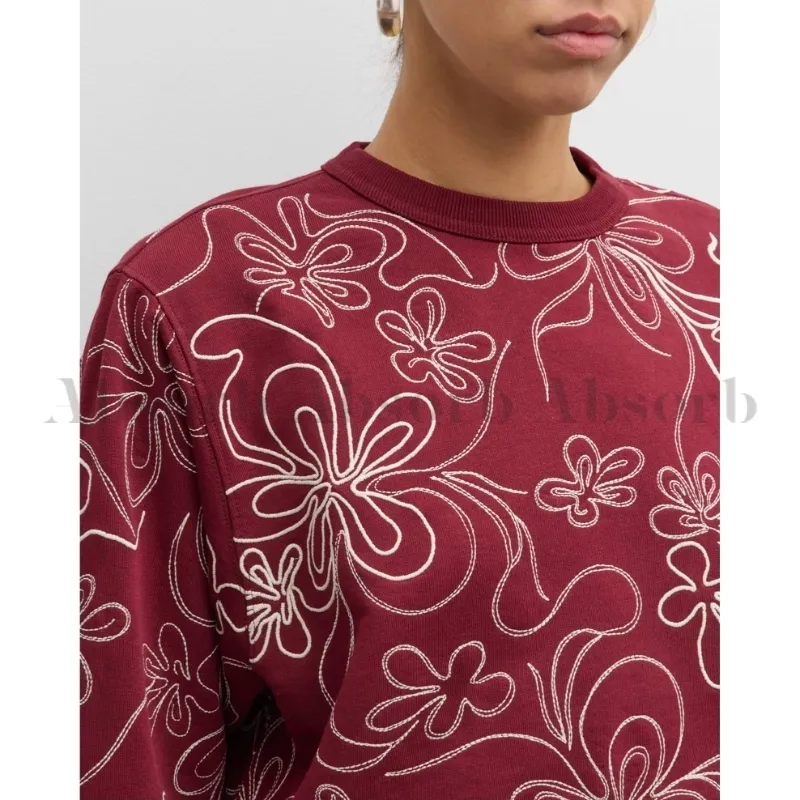 Dries Van Noten  |Crew Neck Flower Patterns Long Sleeves Cotton Oversized